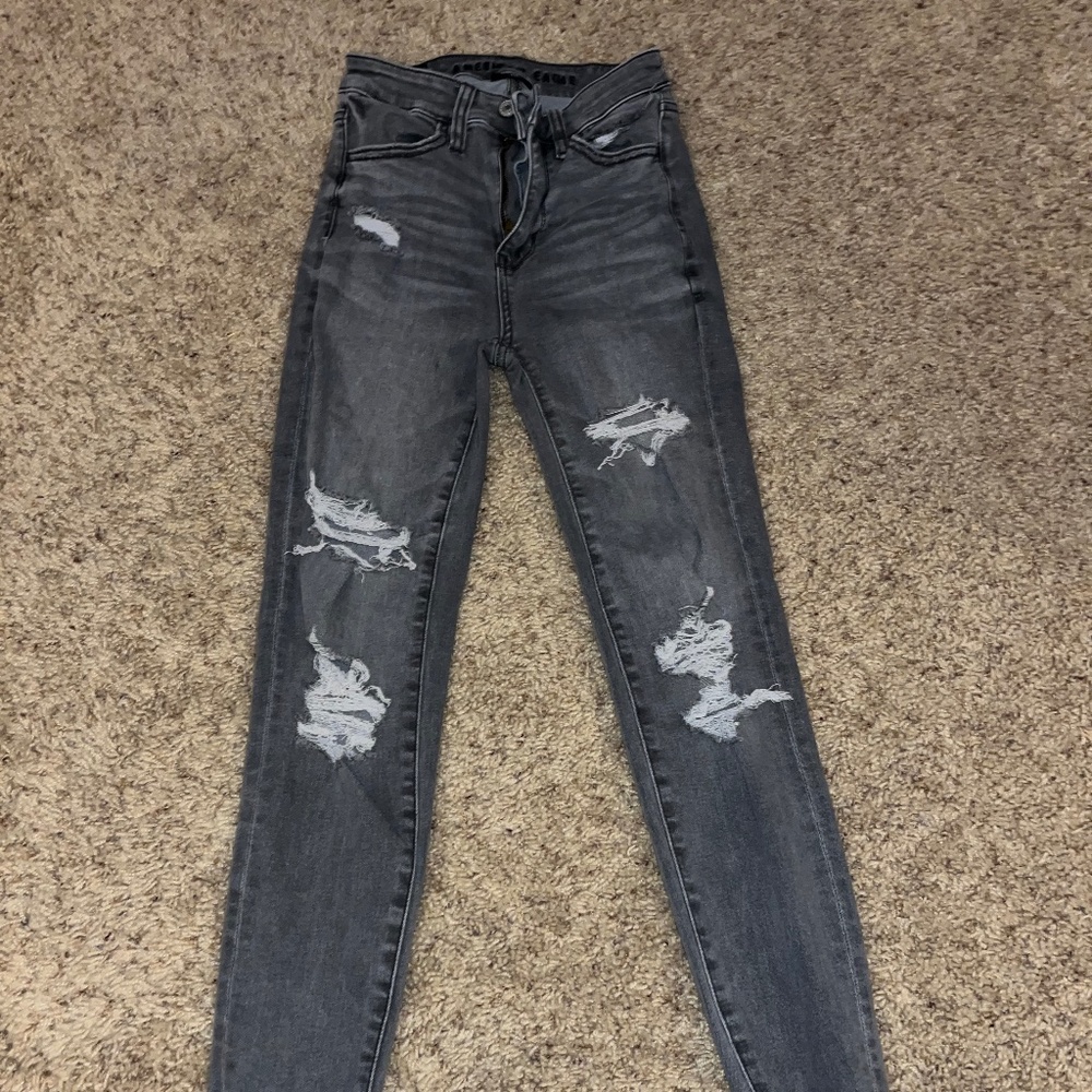 American Eagle Distressed Women's Jeans Size 0 Black/Grey